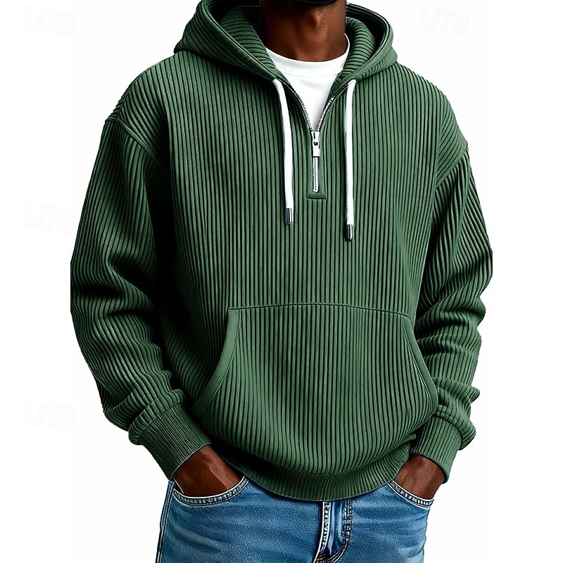 Per uomo Felpa con cappuccio Velluto a coste Felpa con cappuccio e zip corta Aalbicocca Rosso bordeaux Nero Blu marino Verde scuro Con Cappuccio Semplice Cerniera Testurizzato Sport & Outdoor Casuale del 2026 a $34.99 –P8