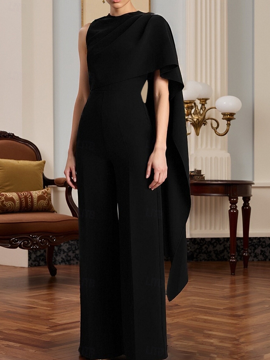 Overalls Bodenlang Brautmutterkleid Ärmellos Rundhalsausschnitt Elegant Einfach Formell Hochzeitsgast Stretchstoff mit Einfarbig 2026 - $160.99 –P5