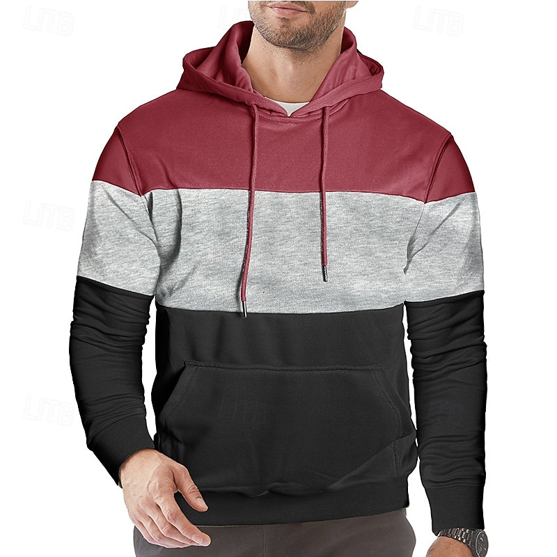 Herren Kapuzensweatshirt Pullover Kapuzensweatshirt Aprikose Weinrot Schwarz Weiß Armeegrün Mit Kapuze Farbblock Einfach Patchwork Farbblock Kängurutasche Sport & Outdoor Lässig Täglich Streetwear 2026 - $34.99 –P5