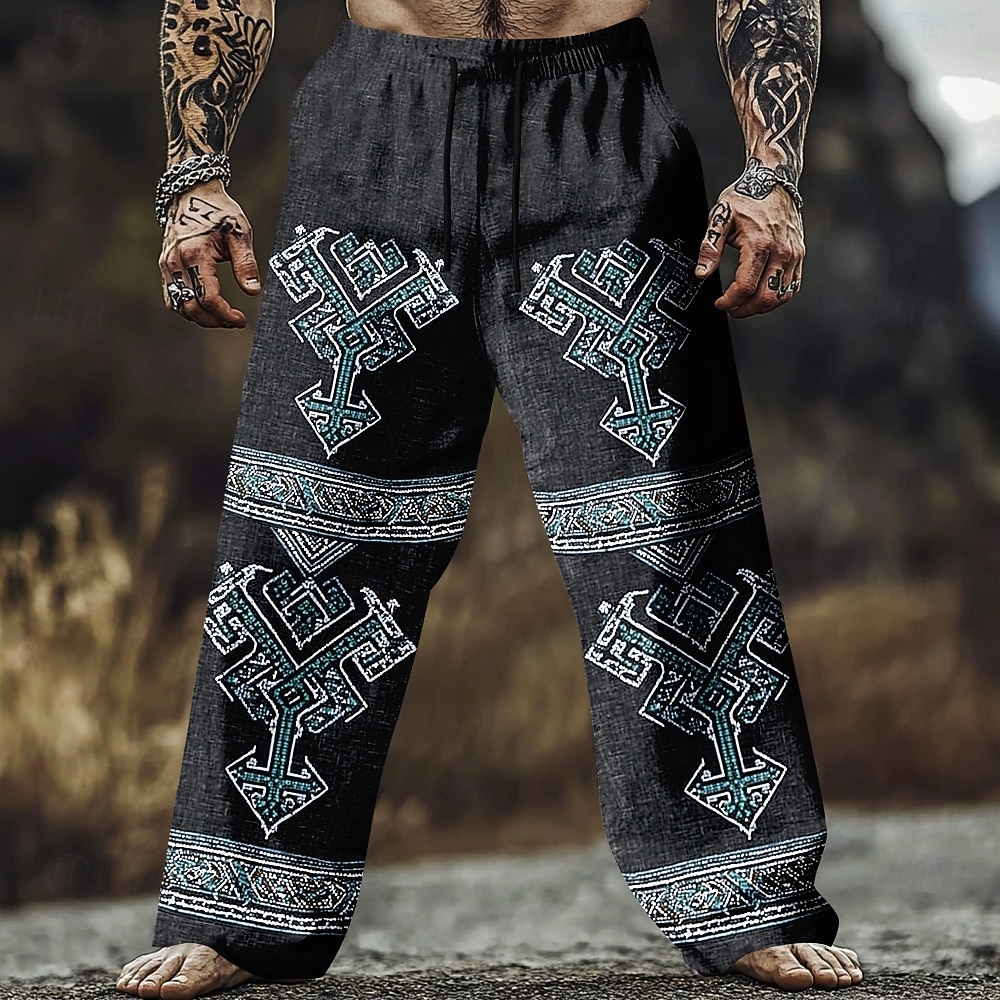 Per uomo Motivo Geometrico Vichingo Arte celtica Pantaloni Pantaloni casual Pantaloni Larghi Misura del girovita medio Vintage Retrò Casuale All'aperto Coulisse elastica in vita Pantaloni tipo lino del 2026 a $27.99 –P2