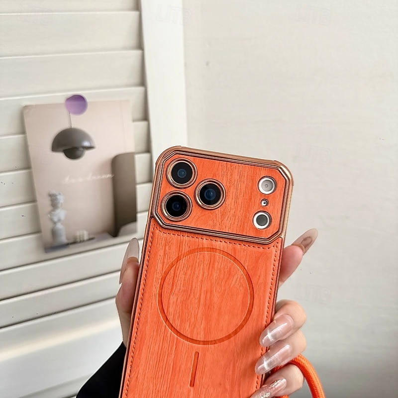 telefon Maska Pentru iPhone 17 Pro Max 17 Air 16 15 14 Pro Max Plus 13 Pro Max Capac Spate Acceptă încărcarea fără fir cu curea de mână Anti Șoc Retro Placare 2026 - $14.99 –P4