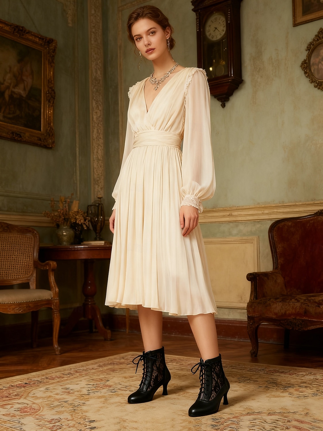 Ghete victoriene din dantelă albă pentru femei – pantofi eleganți vintage cu toc jos, cu șireturi, în stil eduardian și pentru nuntă, petrecere și mireasă, în stil vintage din anii 1920 2026 - $59.99 –P1