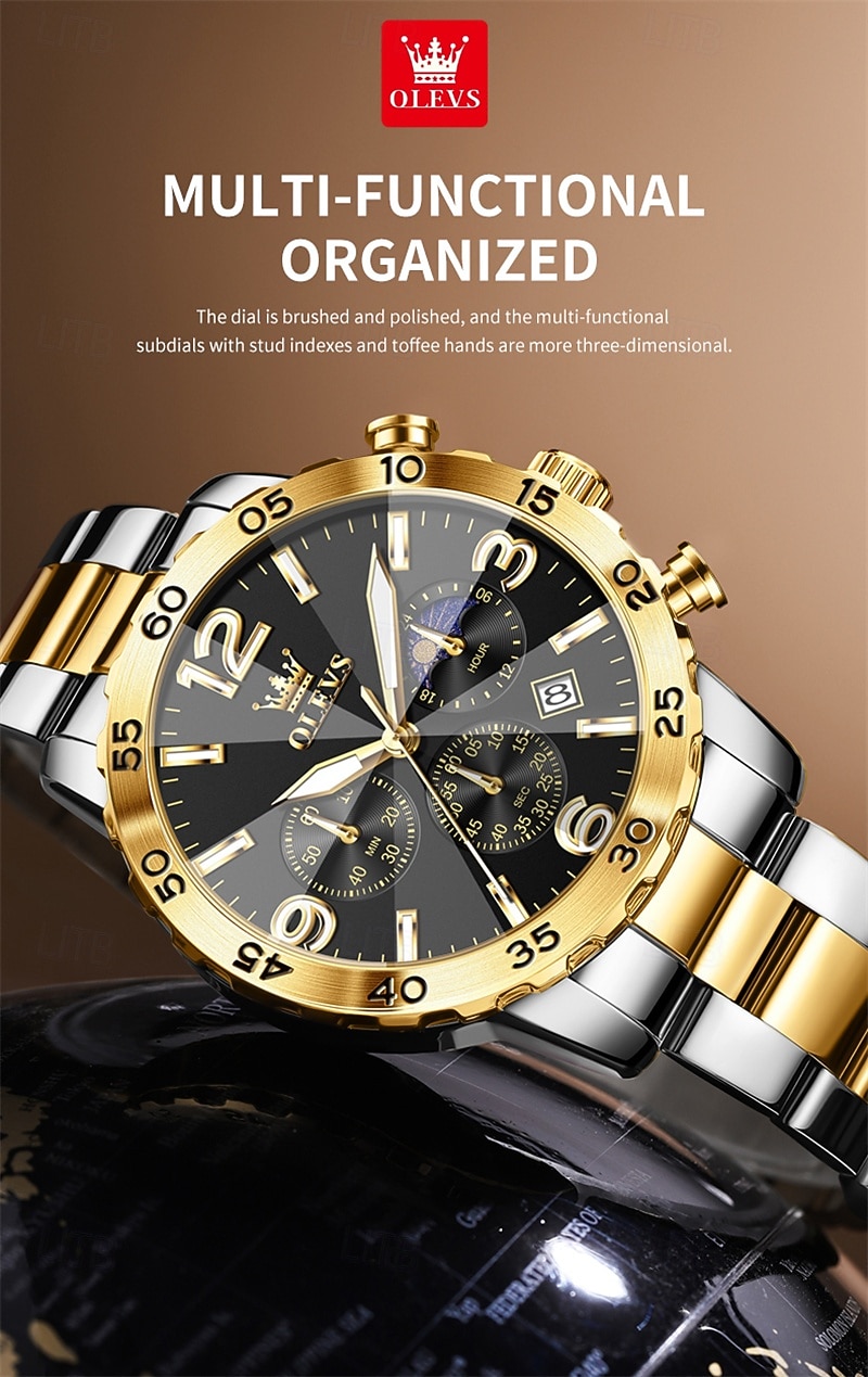 The New Olevs Men'S Business Watch Features A Luminous Moon Phase Calendar Small Three-Hand Multi-Functional Digital Large Dial Quartz Watch Which Is A Fashionable Casual Waterproof And Sporty Me 2025 - $34.99 –P4
