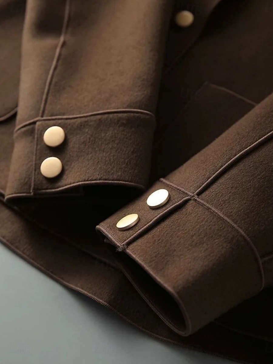 Damen Freizeitjacke Bequem Atmungsaktiv Tasche Knöpfe Lässig Einfach Urlaub Straße Lässig Alltagskleidung Einreihig Kurz Umlegekragen Normale Passform Langarm Oberbekleidung Schwarz Beige Kaffee 2026 - $25.99 –P10