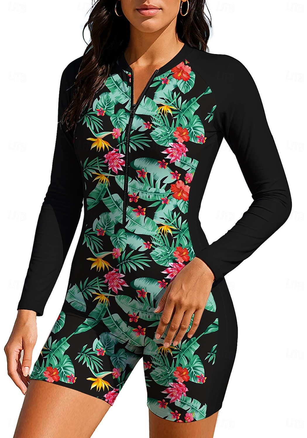 Naisten Skin-tyyppinen märkäpuku Ihottumissuoja Uimapuku UV-aurinkosuojaus UPF50+ Erikoiskevyt(UL) Pitkähihainen Uima-asut Rash guard -suojapaita Kokopuku Sulkea jnk vetoketju Irrotettava toppaus 2025 - $40.99 –P5