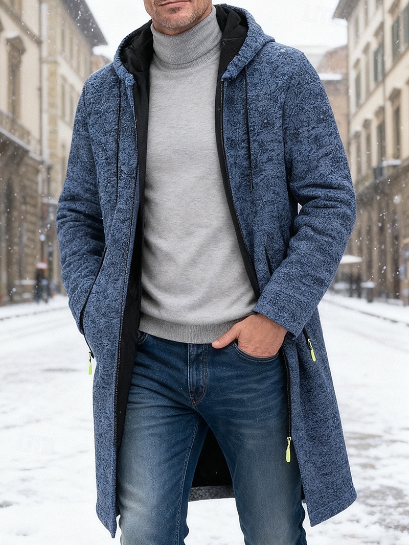 Bărbați Palton de iarnă pardesiu Trenci lung Haină Trench În aer liber Casual Toamnă Iarnă Polyester Termic cald Îmbrăcăminte exterioară Îmbrăcăminte Clasic Modern Simplu Buzunar Capișon 2026 - $39.99 –P4