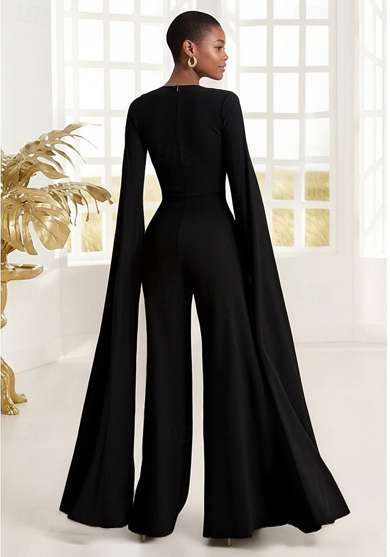 Overalls Bodenlang Wickelkleid Brautmutterkleid Ärmellos Trägerlos Elegant Einfach Formell Hochzeitsgast Formeller Abend Stretchstoff mit Blume Einfarbig 2026 - $153.99 –P2