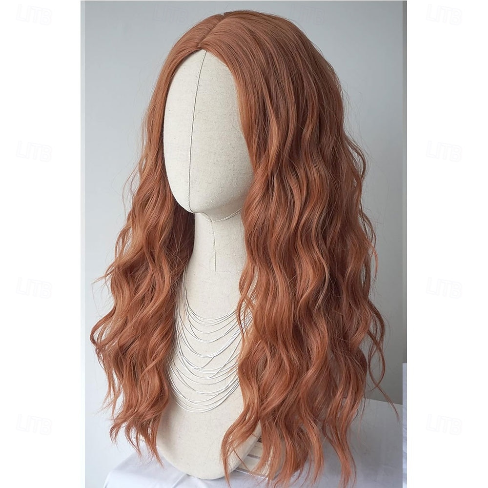 Peruca longa ruiva natural, peruca ruiva longa e encaracolada para fantasias, peruca sintética ruiva acobreada ondulada de 71 cm (28 polegadas) para festas de carnaval de 2026 por $21.99 –P3