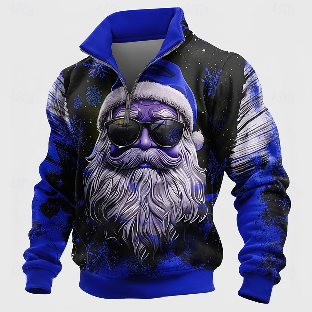 Natale Per uomo Babbo Natale Felpa Cool Quotidiano Elegante Collo alla coreana All'aperto Casa Regalo Blu Rosso Verde Cerniera Autunno Inverno progettista S M L XL XXL XXXL del 2026 a $33.99 –P2