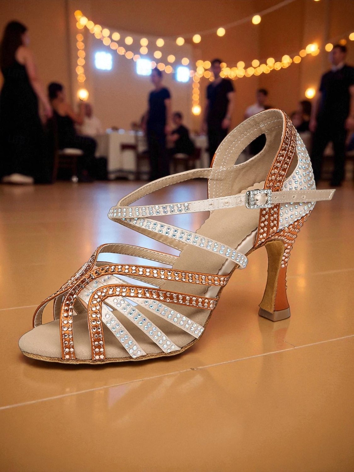Zapatos de baile latino para mujer con pedrería: sandalias profesionales de salón para salsa y tango, con diseño de tiras y tacón alto, ideales para competición o actuaciones. 2026 - $64.99 –P6