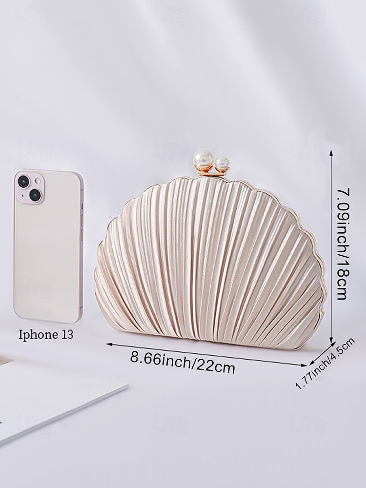 dames geplooide clutch met parelmoeren handvat - elegante avondtas, meerdere kleuren - perfect voor bruiloften, feesten en speciale gelegenheden 2026 - $29.99 –P12