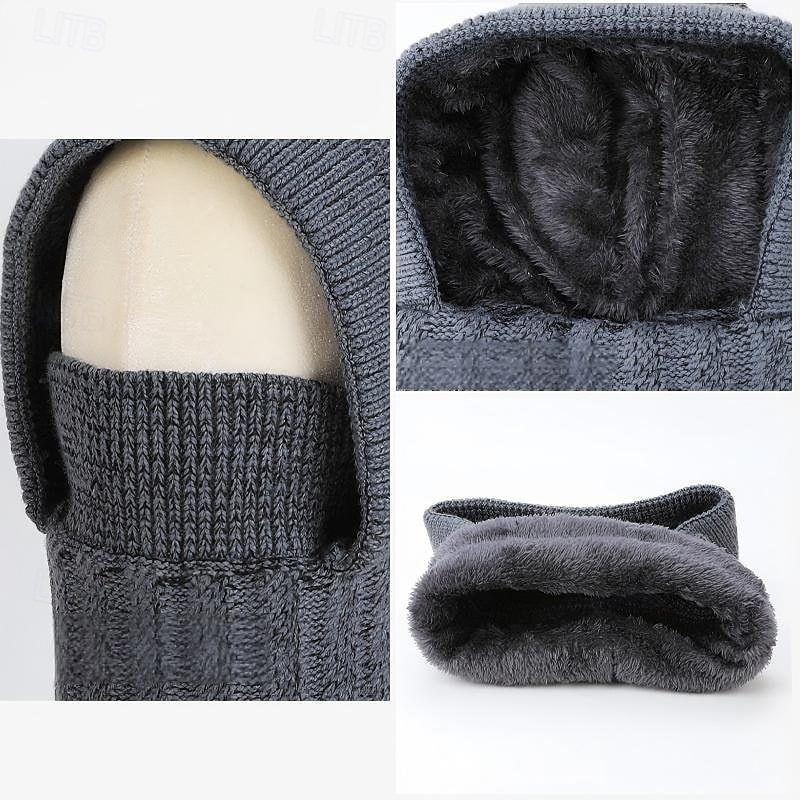 3-в-1 шапка-бини, утеплитель для шеи и лица, зимняя шапка-шарф, многофункциональная вязаная шапка для мужчин, для езды на велосипеде, теплая, с флисовой подкладкой, для защиты ушей, для холодной погоды 2026 - $17.99 –P5