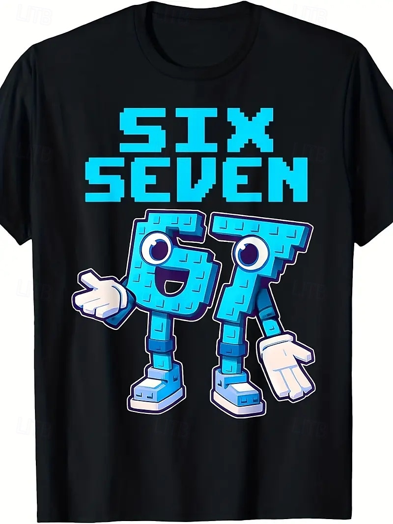 Bomull Barn Gutt Svart Grafisk Morsom slang 67 T skjorte Bluse Crew-hals Kortermet utendørs Hverdag Mote Gatemote Designer Printer Sommer 2026 - $18.99 –P1