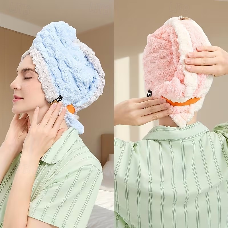 cuffia per capelli da donna con design a coda larga, autunno e inverno, extra large e spessa, asciugamano per capelli super assorbente ad asciugatura rapida, asciugamano per capelli in pile di del 2026 a $15.99 –P4