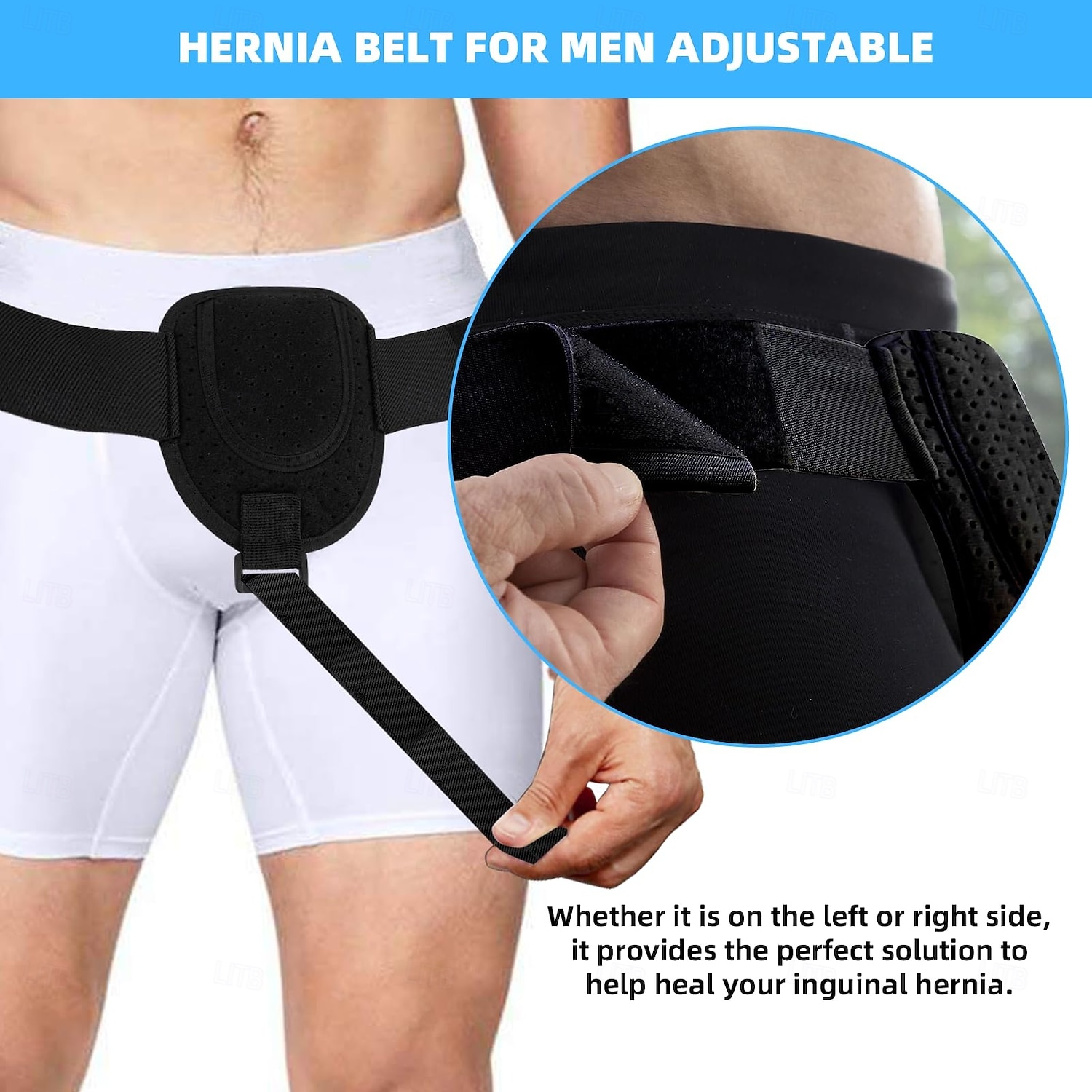 Hernia Belt for Men, Left or Right Inguinal Hernia Support Belt Pain Relief With Removable Compression Pads Adjustable Groin Hernia Truss for Pre/Post Surgery, Inguinal, Femoral and Groin Hernias 2026 - $16.49 –P4