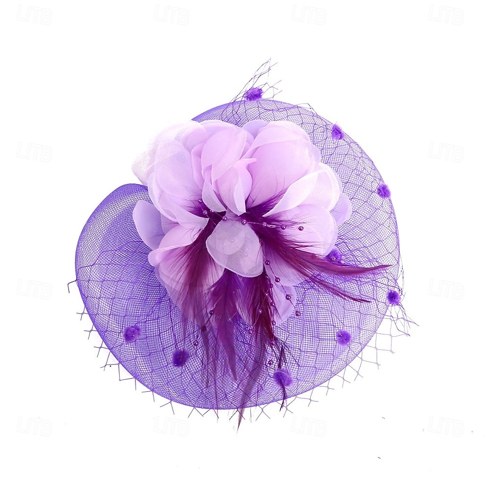 Čelenka Tyl Látka 30. léta Svatební Čajový dýchánek Dostih koktejl Elegantní Vinobraní S Peří Přílba Pokrývky Hlavy 2025 - $14.99 –P18