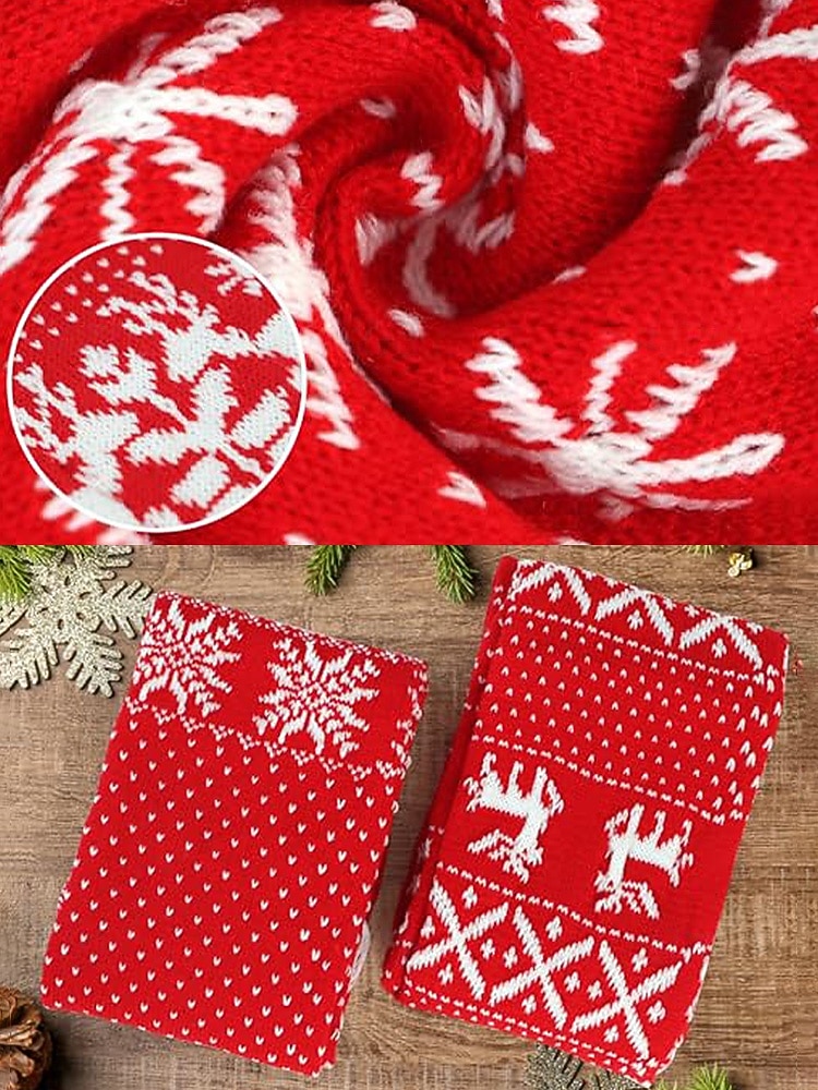 Écharpe de Noël tricotée pour femme, en acrylique, motif jacquard rouge et blanc avec rennes et flocons de neige, accessoire festif d'hiver pour les fêtes de fin d'année de 2026 ? $14.99 –P10
