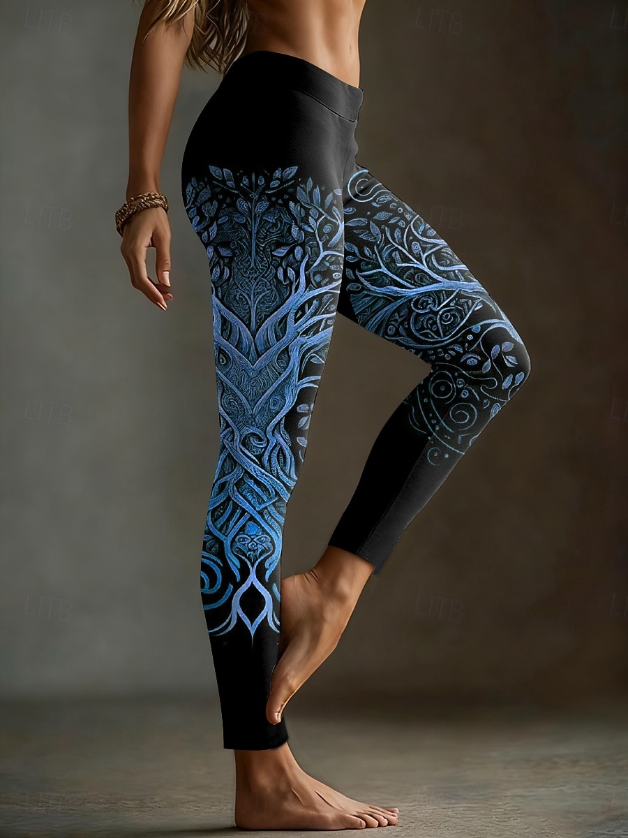 Damen Leggings Vintage Ethno-Stil Lässig Volle Länge Hohe Taille Grafik Abstrakt 3D-Druck Schnelltrocknend Atmungsaktivität Weich Hohe Elastizität Täglich Straße Athleisure Blau Gelb Grün Herbst 2026 - $21.99 –P3
