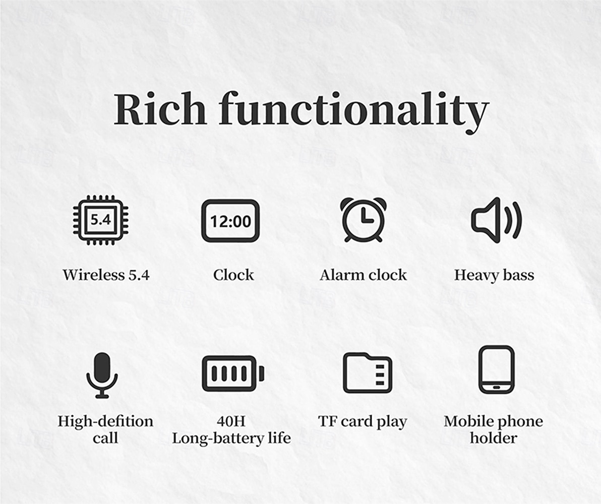 K3  Portable Wireless Speaker and Alarm Clock Bass 40-Hour Battery Life Dual-Mode Phone Stand/Bracket TF Card Player -C Dual Speakers Low Power Mode Compatible with Mobile Devices - Black/Whi 2025 - $25.99 –P2