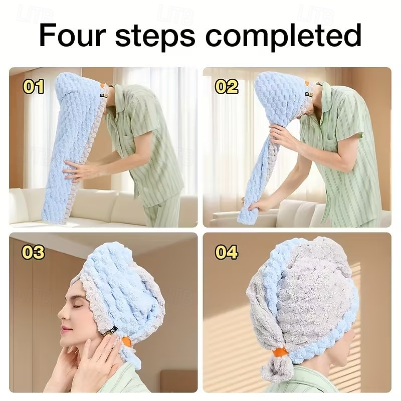 cuffia per capelli da donna con design a coda larga, autunno e inverno, extra large e spessa, asciugamano per capelli super assorbente ad asciugatura rapida, asciugamano per capelli in pile di del 2026 a $15.99 –P6