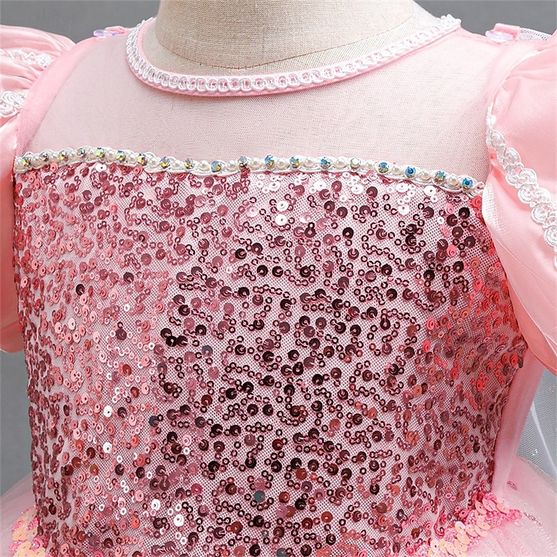 Неделя книги 2026, детское платье для девочек, вечернее платье, платье с коротким рукавом и снежинками, для торжественных мероприятий, выступлений, особых случаев, с пайетками, сетчатое, модное, повседневное, принцесса, макси-платье, вечернее платье, плат 2026 - $36.99 –P10