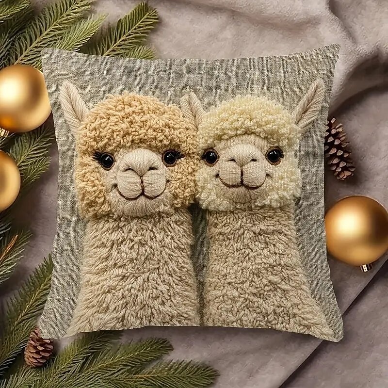 Two Alpacas Single Side Printed Pillow Covers with 2D Flat Print 45x45cm Decorative Cushion Cases for Home Living Room Bedroom Sofa Accent Throw Pillows 2026 - $9.99 –P4