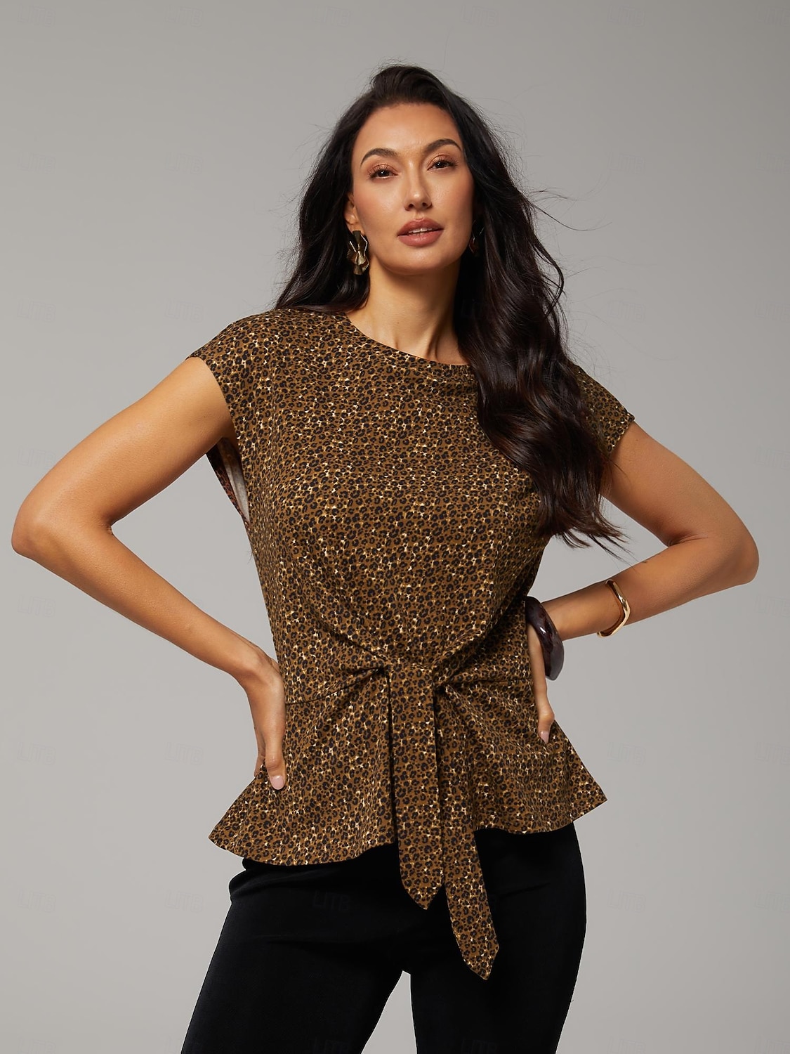 2026年 オールコットンのヒョウ柄ツイストデザイントップス、バケーション  コレクション – $67.99 –P3