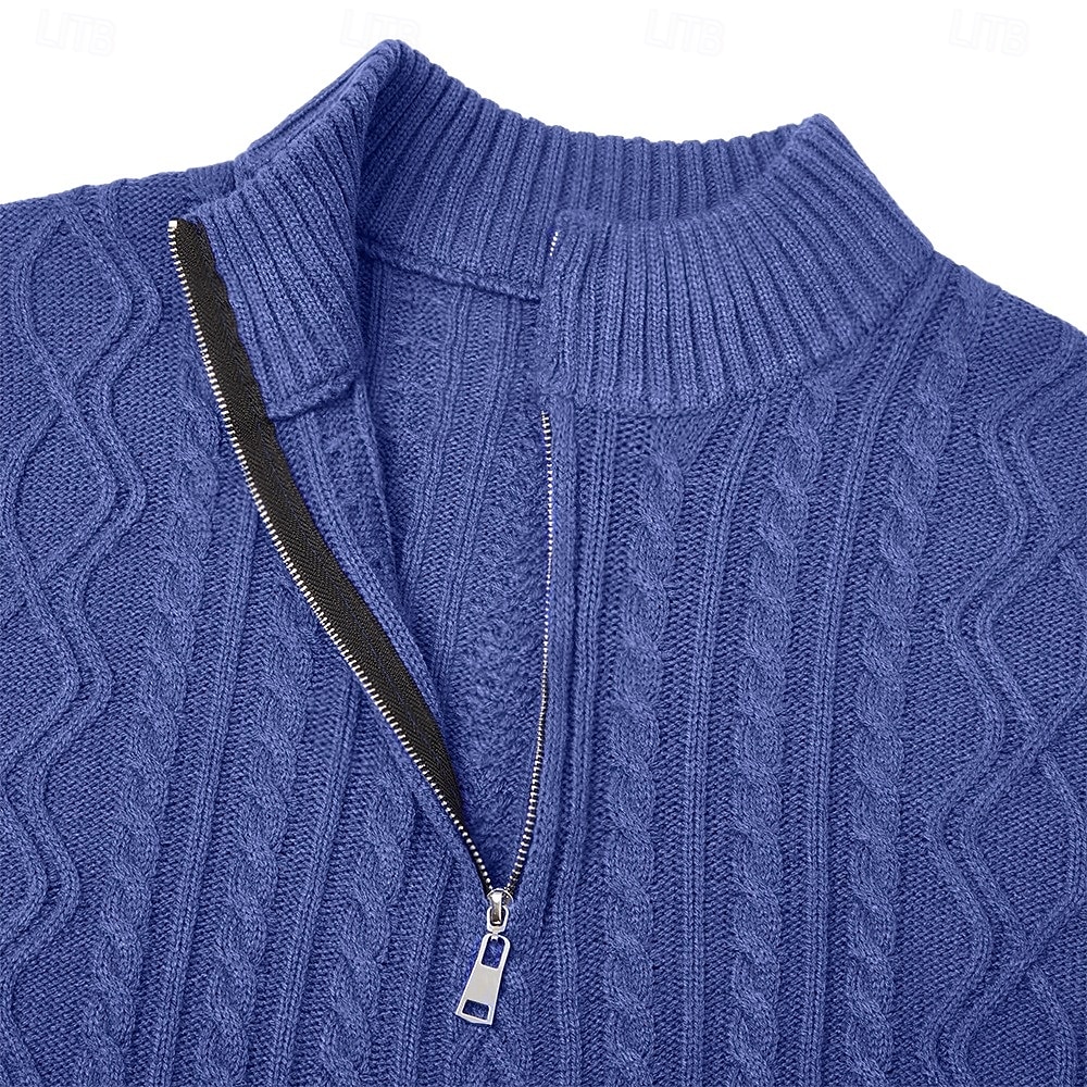 Homens camisolas de natal Pulôver suéter Cabo Tricotar Tops regulares Tricotado Quarter Zip Tecido Colarinho Chinês Contemporâneo Moderno Casual Natal Trabalho Roupa Primavera Outono & inverno Azul de 2026 por $36.99 –P1