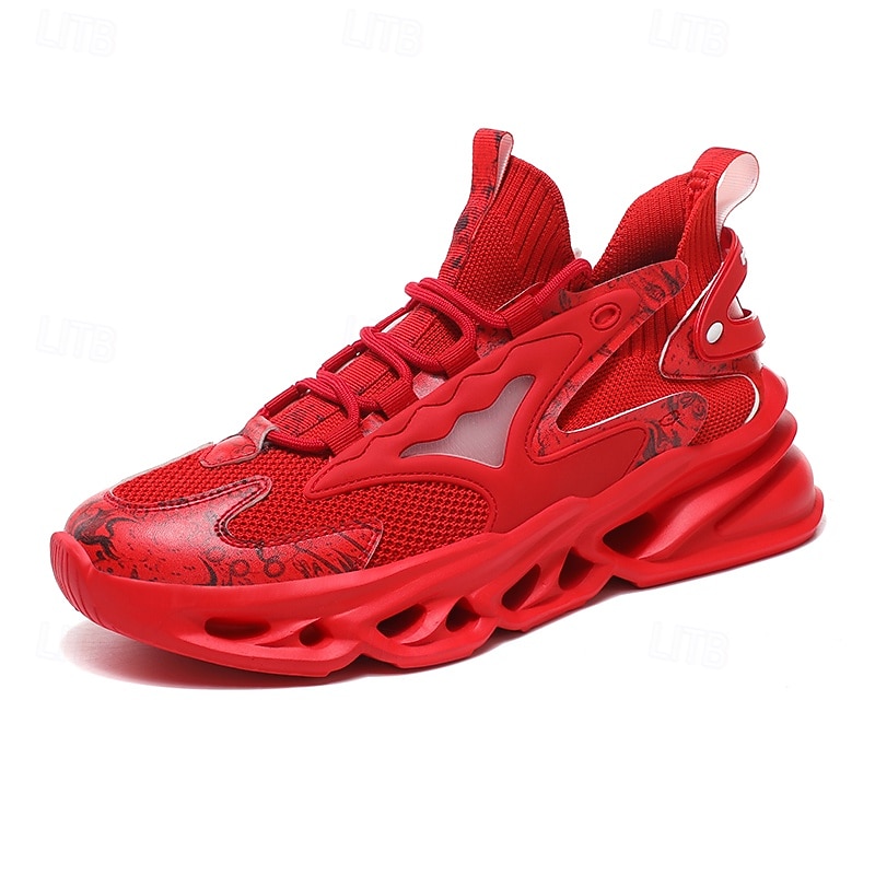 scarpe da corsa rosse da uomo a tema natalizio: leggere, traspiranti e alla moda, perfette per il fitness durante le vacanze e le attività all'aperto del 2026 a $46.99 –P3