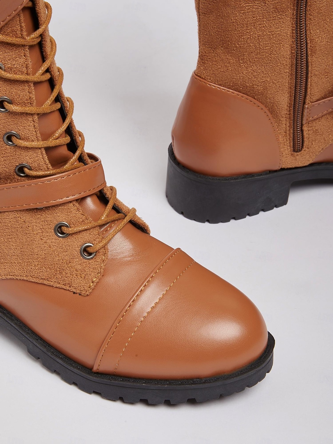 naisten nauhalliset polvipituiset saappaat - ruskeat keinonahkaiset maiharit soljilla, vintage-ratsastustyyliset jalkineet syksyyn ja talveen 2026 - $46.99 –P6