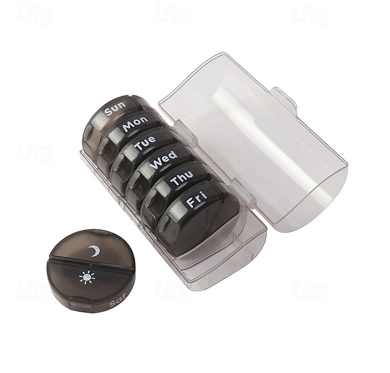 Organizador de comprimidos semanal para 2 doses diárias com estojo em couro PU, caixa organizadora de comprimidos para 7 dias, ideal para viagens - dispensador portátil de comprimidos AM/PM para de 2026 por $22.99 –P2