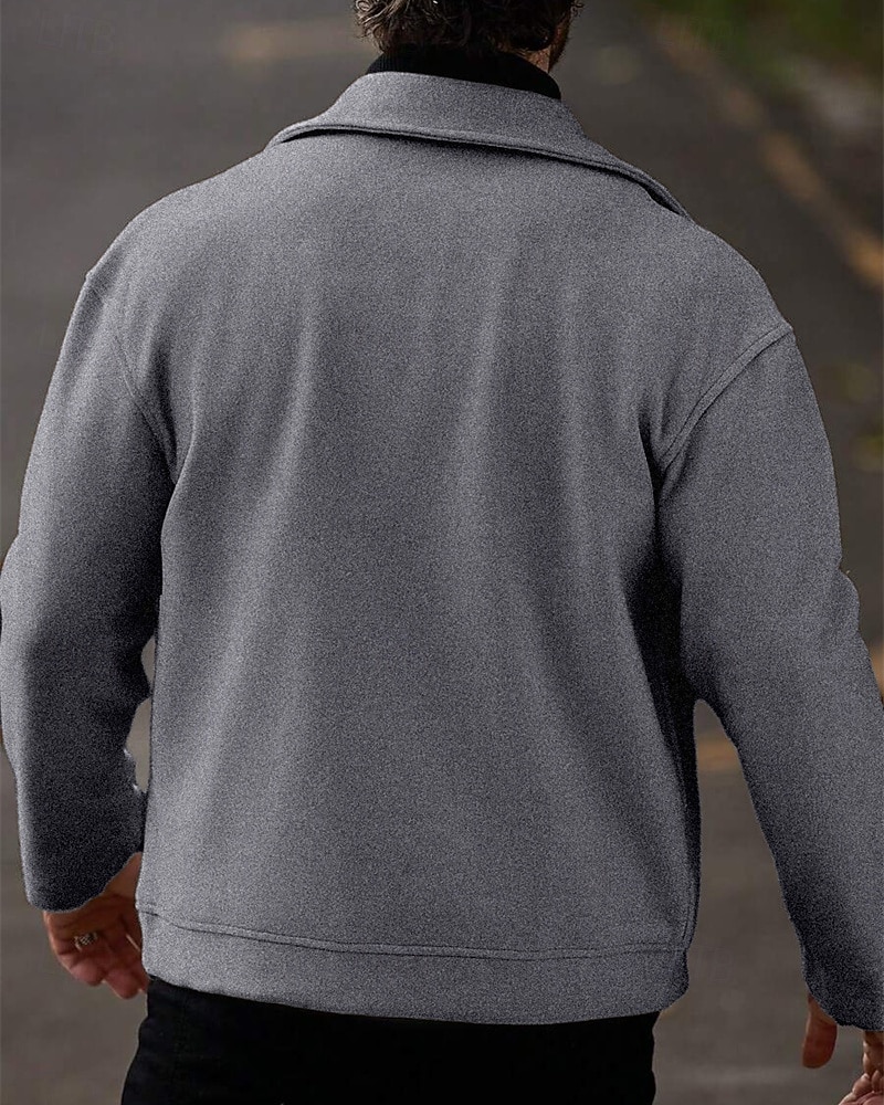 Men's Lightweight Jacket Casual Jacket Vacation Daily Breathable Pocket Spring Fall Plain Fashion Classic Lapel Regular Apricot Black Khaki Gray Jacket 2026 - $30.99 –P8