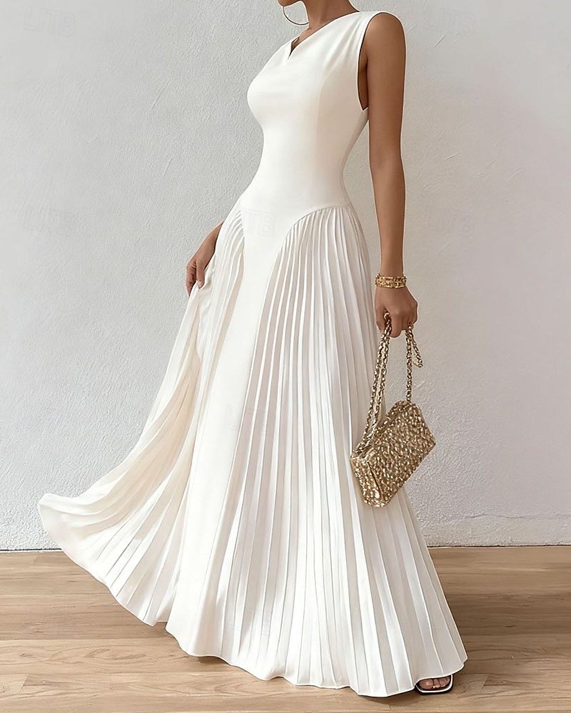 Femmes Robe Longue Maxi Robe Robe de Bal Robe de Soirée Robe fourreau Élégant Mode Moderne Soirée Occasion Spéciale Coupe régulière Uni Sans manches Col en V Blanche Printemps Automne Hiver de 2026 ? $41.99 –P3