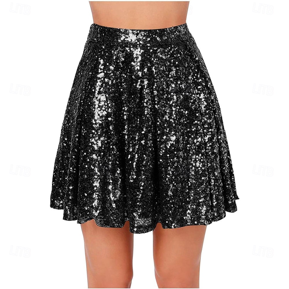 Samba Tanzbekleidung Damen Paillettenrock Funkelnde dehnbare High-Waisted A-Linie fließende Schwung Glitzer Mini-Röcke Leistungs-Kostüm 2026 - $37.99 –P6