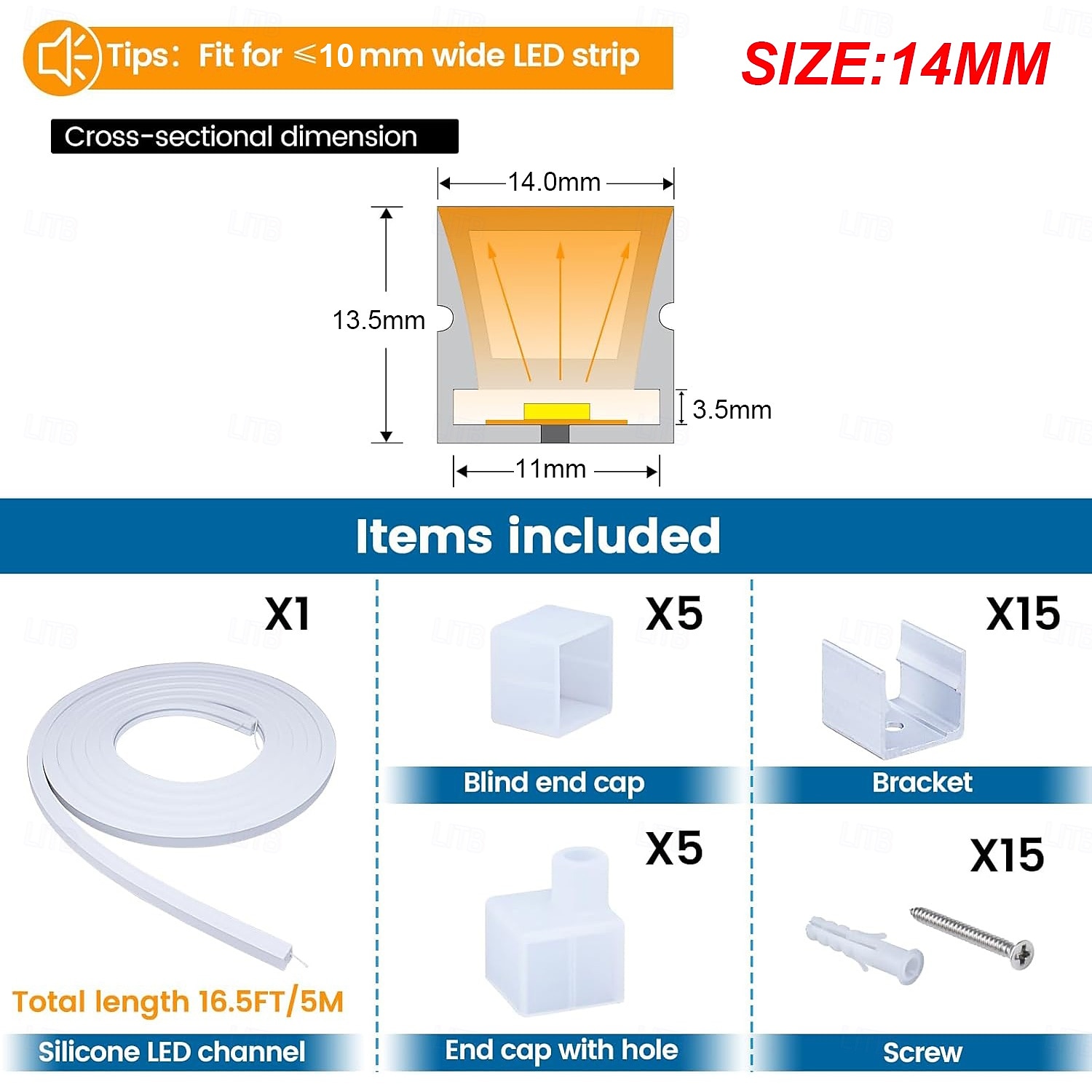 Система силиконовых светодиодных каналов 16,4 фута/5 м 32,8 фута/10 м белая 14 мм 16 мм водонепроницаемая гибкая неоновая лента для светодиодных лент 10 мм 12 мм (светодиодные ленты не входят в 2026 - $25.99 –P2
