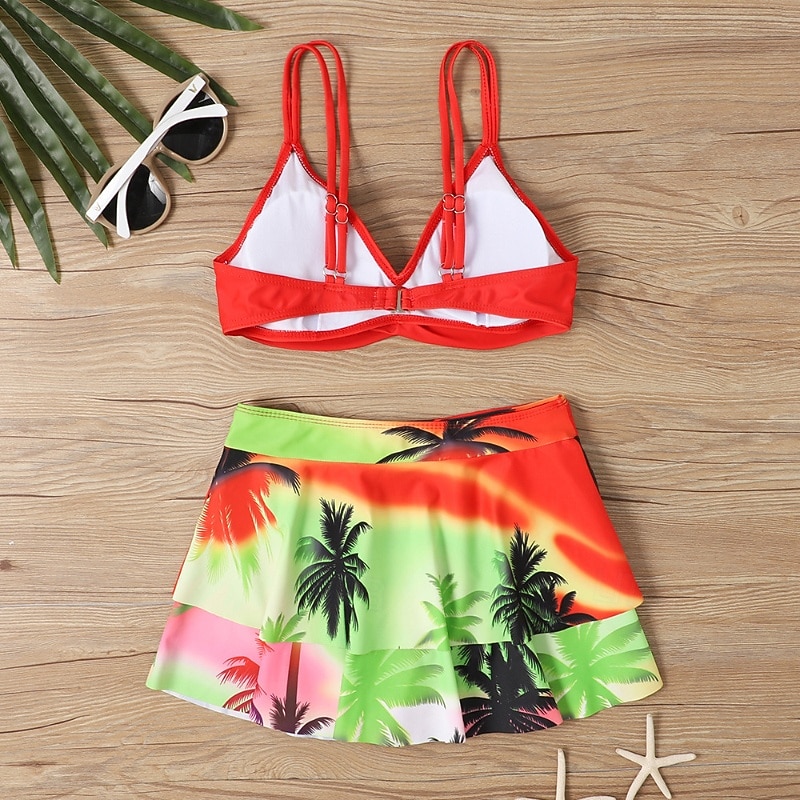 Dámské Plavky 2 ks Sukně Plavky Volány Volná záda prázdniny Oblečení na pláž Květinový Do V Bez rukávů Plavky 2026 - $27.99 –P4