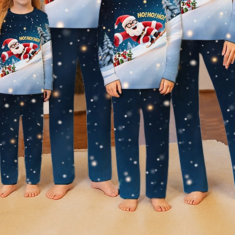 Olhar de família Natal Pijama de Natal para a Família Pijamas Conjuntos de família Gráfico Papai Noel Presentes de Natal Imprimir Azul Escuro Manga Longa Diário Roupas Combinando de 2025 por $20.99 –P3
