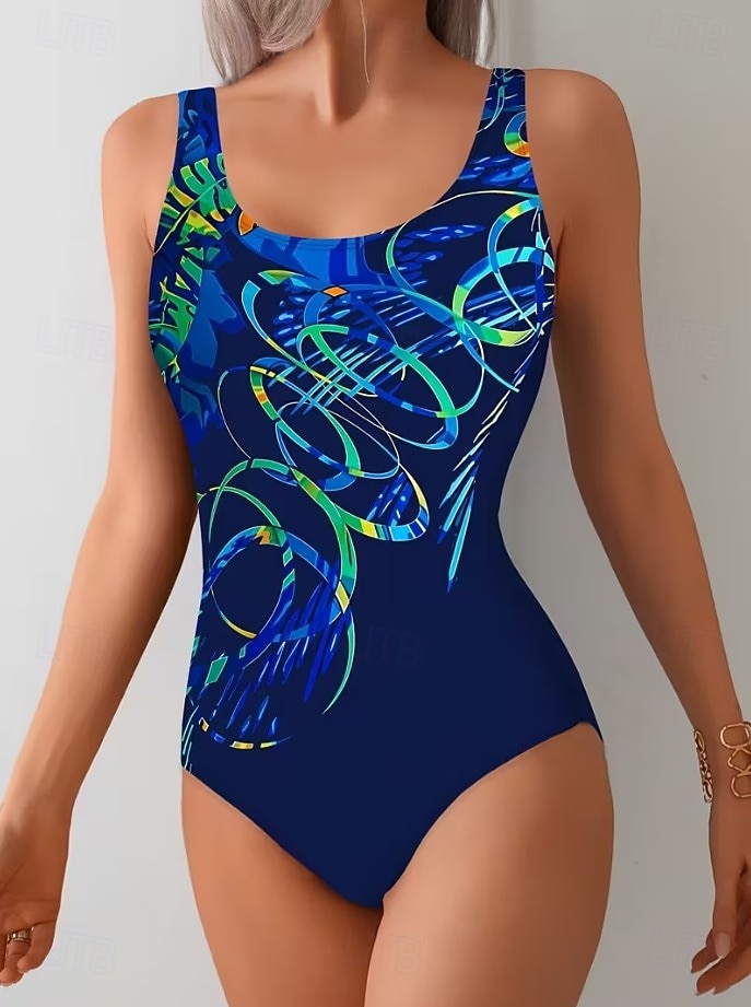 Traje de Baño de Una Pieza para Mujer Moldeador Monokini Corte Alto Control de Barriga Cintura Alta Delgado Sin Espalda Vacaciones Vintage Ombre Gráfico Cuello en U Sin Mangas 2026 - $10.19 –P1