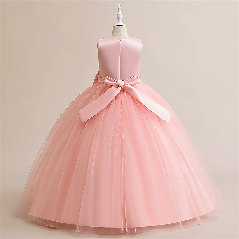 Kinder Mädchen Kleid Partykleid Einfarbig Ärmellos Formell Leistung Besonderer Anlass Knotenbinde Netz Mode Täglich Prinzessin Polyester Maxi Partykleid Schwingkleid Tüllkleid Sommer Frühling 5-12 2026 - $50.99 –P2