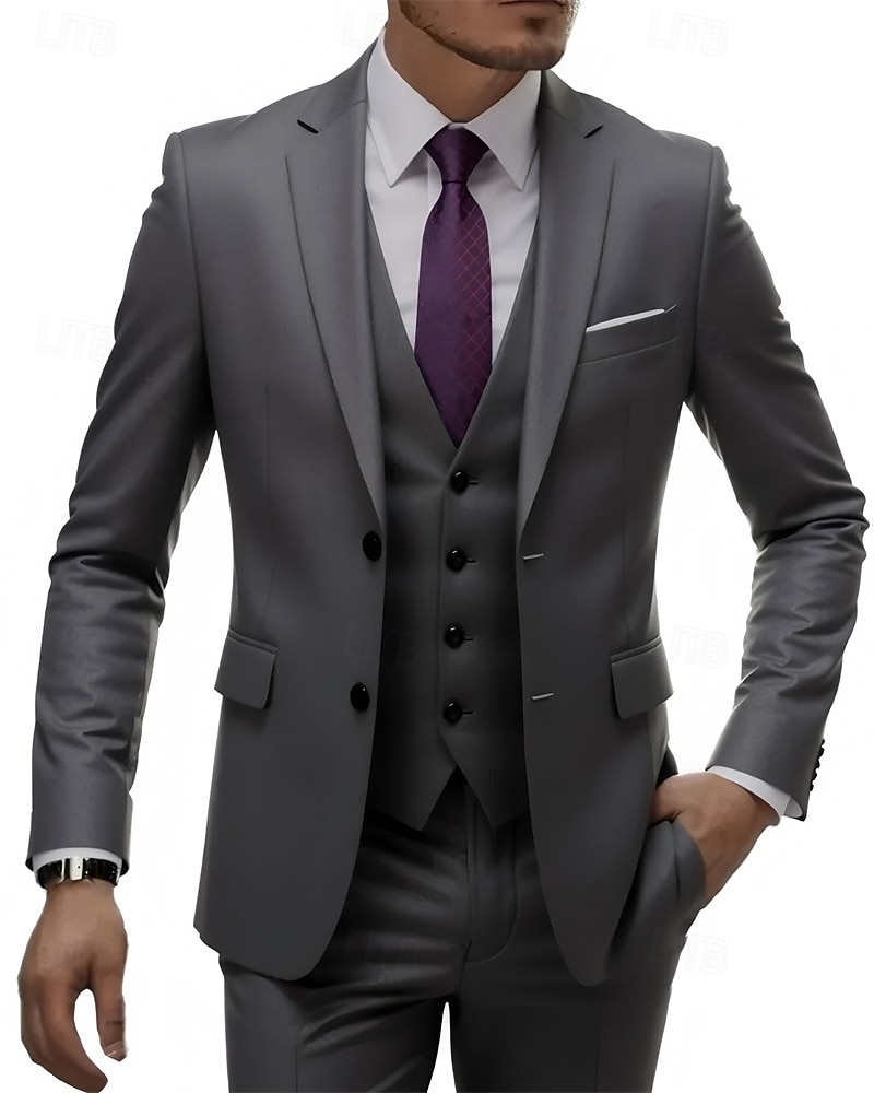 Ανδρικά Σακάκι+Γιλέκο+Παντελόνι Μπλέιζερ Στολές Επιχείρηση Κοκτέιλ Πάρτι Γαμήλιο Πάρτι 3 Κομμάτια Μοντέρνα Καθημερινό Άνοιξη Φθινόπωρο Πολυεστέρας Σκέτο Τσέπη Κουμπιά Άνετο Σταυρωτό Χρωματιστή ζακέτα 2026 - $106.99 –P4
