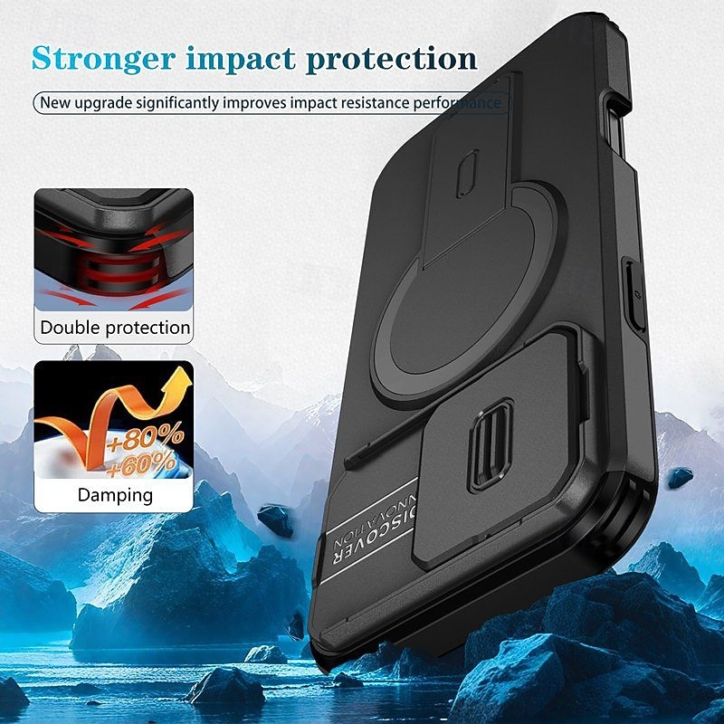 Phone Case For iPhone 16 15 14 Pro Max Plus 16e 13 Pro Max Back Cover with Stand Holder Shockproof Armor PC PU Leather 2026 - $13.99 –P12