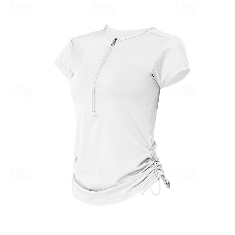 Dam Solid färg Träningströja Träningstoppar Elastisk Svettavvisande Andningsfunktion Tennis Pickleball Yoga Rund hals Överdelar Vit Rosa Blå Tenniskläder 2026 - $16.49 –P8