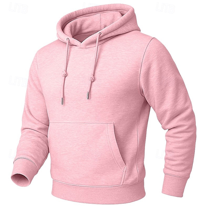 Men's Hoodie Fleece Hoodie Fleece lined Hoodie Blue Apricot Black White Yellow Hooded Plain Kangaroo Pocket Casual Daily Sports & Outdoor Polyester Streetwear Cool Sportswear All Seasons Clothing 2026 - $8.99 –P12