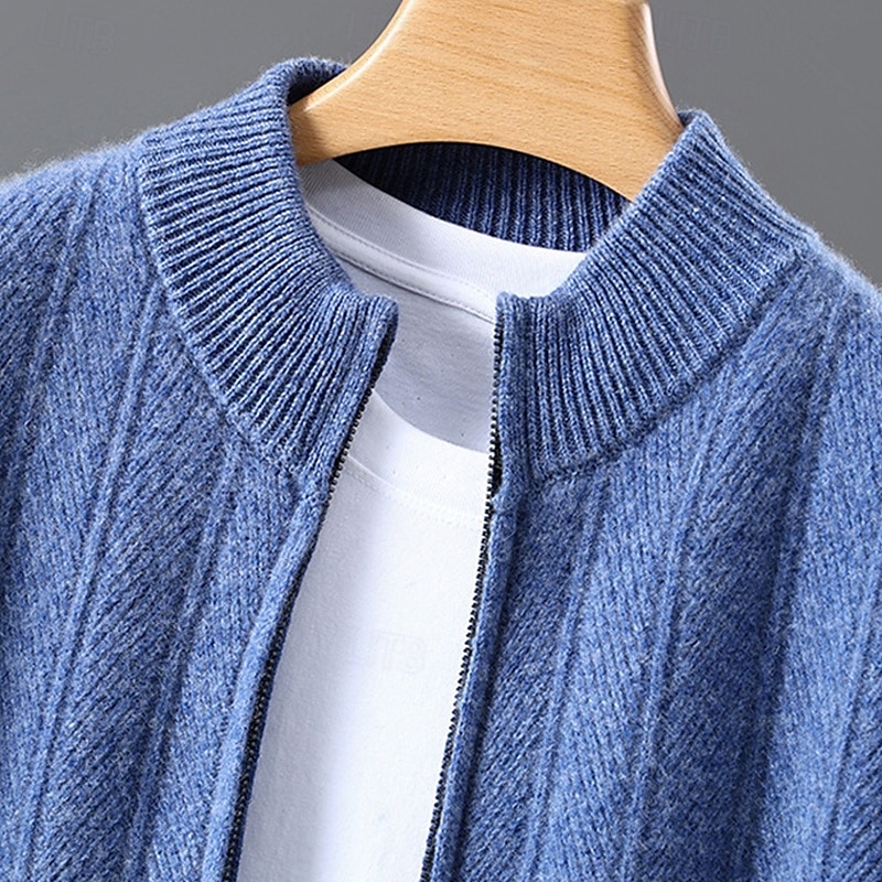 Men's Premium Pure Wool Cashmere Cardigan Sweater Classic Knit Zip Up Soft Warm Breathable 2026 - $126.99 –P6