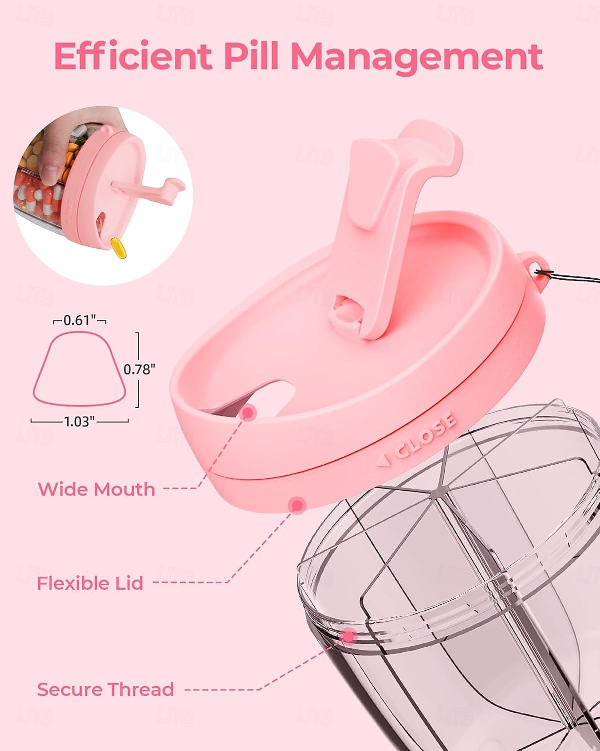 χαριτωμένος οργανωτής διανομέα χαπιών με 7 μεγάλα διαμερίσματα, φορητός οργανωτής μπουκαλιών χαπιών με ευρύ άνοιγμα για εύκολη χρήση, αντι-αναμεμειγμένος οργανωτής χαπιών για ταξίδια, δοχείο χαπιών 2026 - $19.99 –P5