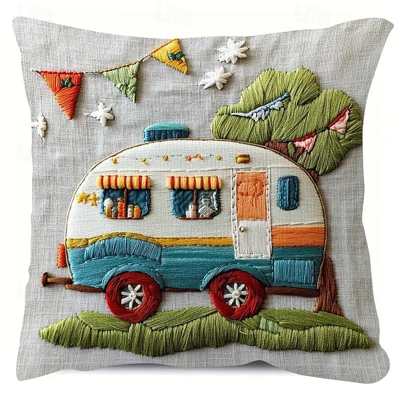 2D plochý tisk vintage stan povlak na polštář digitálním potiskem dekorativní polštář na pohovku, ložnici, obývací pokoj, bytové dekorace 2026 - $9.99 –P4