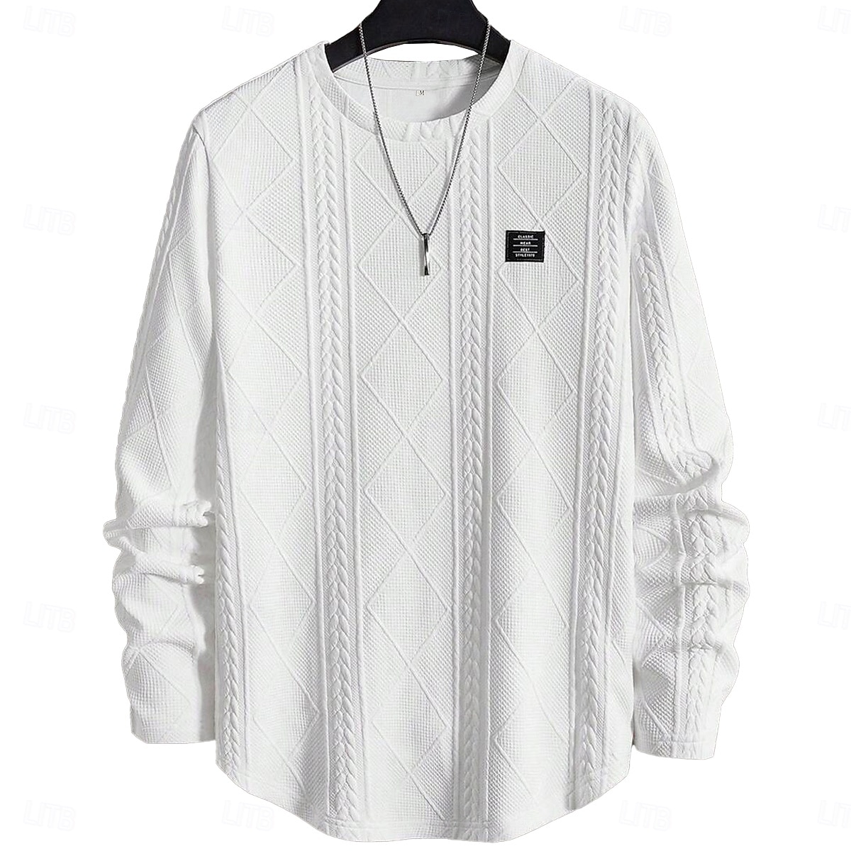 Муж. Футболка Рубашка с длинным рукавом Длинный рукав Вырез под горло Весна Осень Зима Геометрический принт Полотняное плетение Пит Стрип Мода Оригинальный рисунок Классический Жаккард Вязанная 2025 - $22.99 –P2