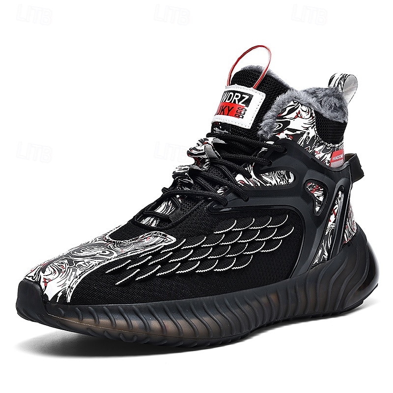 Hombre Zapatillas de deporte Zapatos de Navidad Forro de Lana Zapatos para correr Zapatos de Paseo Casual Punto Cómodo Antideslizante Transpirable Botines / Hasta el Tobillo Cordones Negro Blanco Rojo 2026 - $64.99 –P2