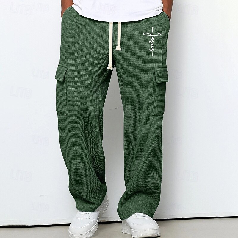 Herren Cargo-Jogginghose Jogginghose Hose Gerade geschnittene Sweatpants Waffelhose Kordelzug Tasche Elastischer Bund Kreuz Komfort Weich Outdoor Lässig Täglich Mode Klassicher Stil Dunkelbraun 2026 - $24.99 –P6