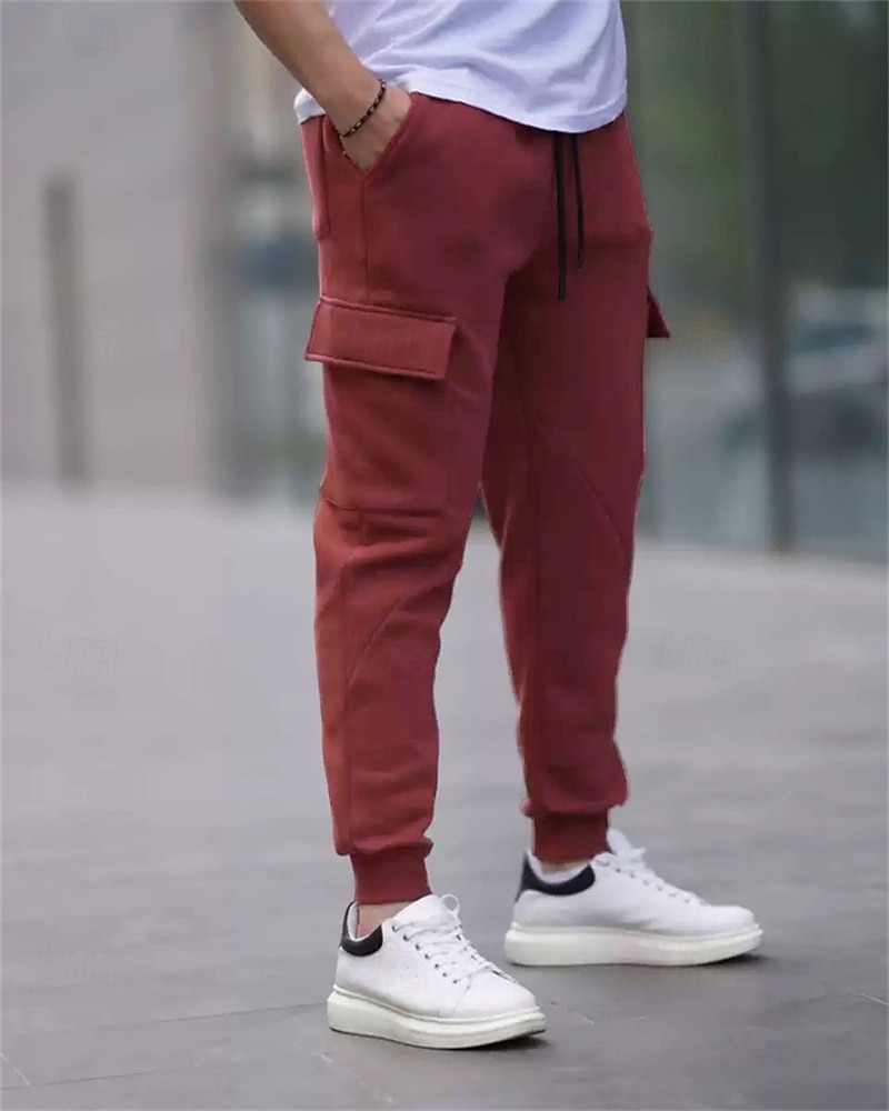 Herre Cargo joggebukse Joggebukser Fleecebukser Jogger Bukser Snorer Lomme Elastisk midje عادي Komfort Varm utendørs Daglig Ut på byen Mote Fritid Svart Hvit Mikroelastisk 2026 - $20.99 –P10